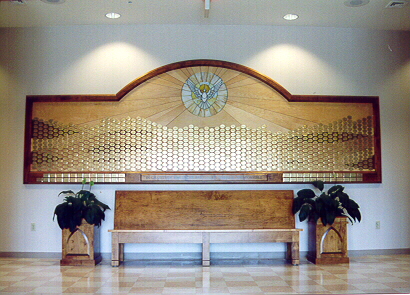 Donor Wall and Bench at Entrance